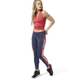 Reebok Training Essentials Linear Logo Tights Damen - Navy - DE 103-ZSJ